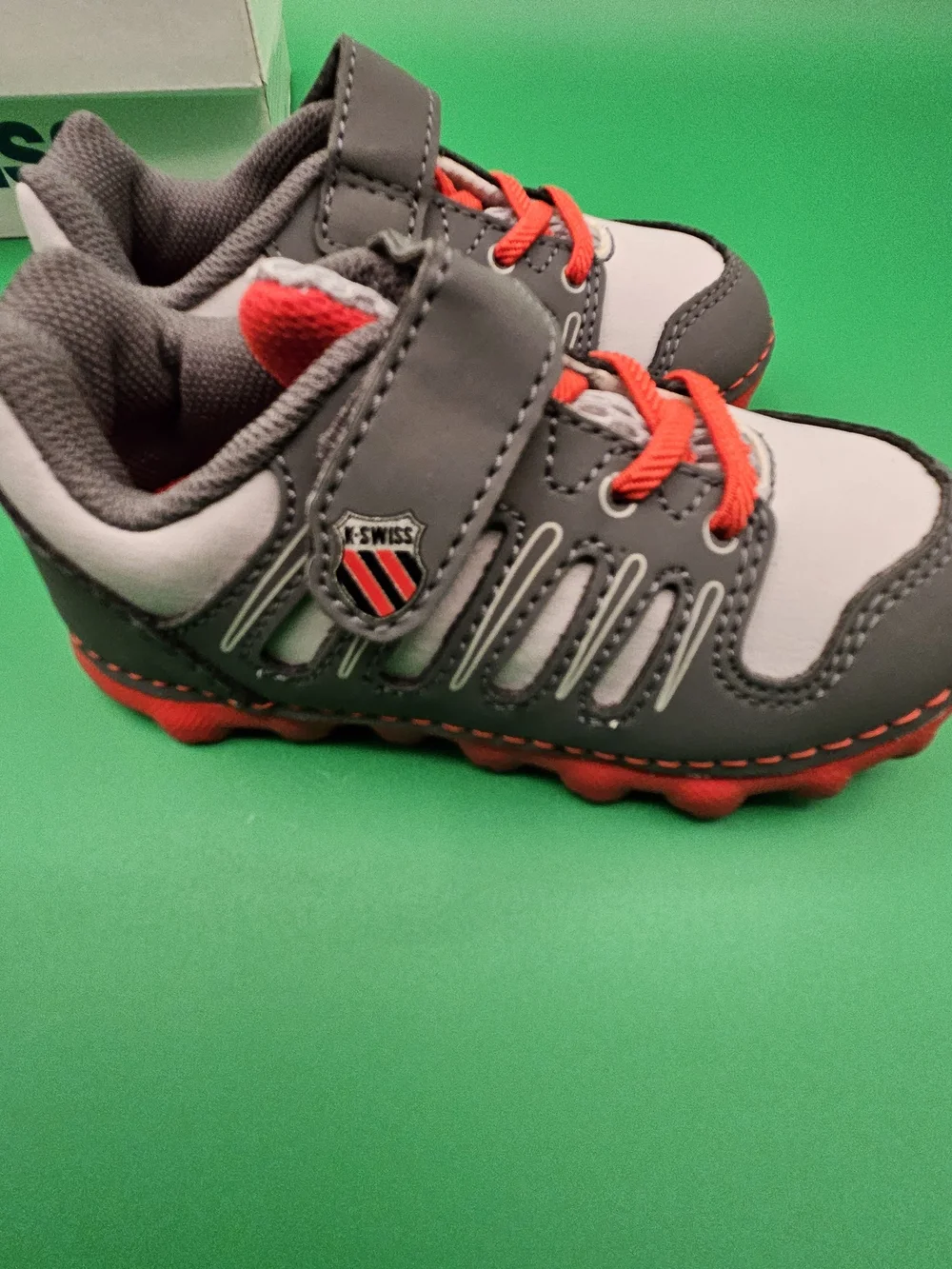 K-Swiss Kids Gray and Red Lace & Hook Sneakers